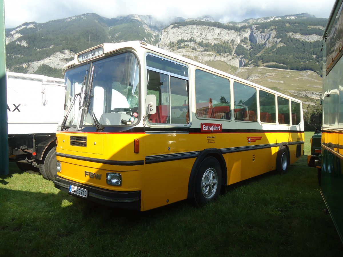 (141'601) - Aus Deutschland: Fischer, Weilheim - ES-BE 745 - FBW/Hess (ex Tiemann, Oetwil Nr. 21; ex Roki, Heimberg; ex P 23'421) am 15. September 2012 in Chur, Waffenplatz