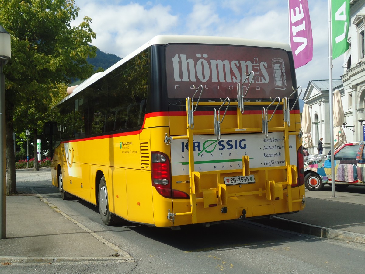 (141'785) - Gessinger, Bad Ragaz - SG 1558 - Setra am 15. September 2012 beim Bahnhof Bad Ragaz