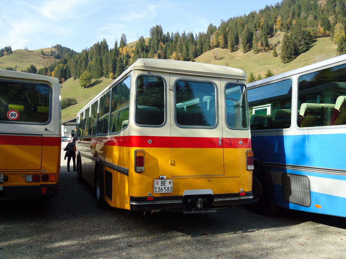 (142'031) - Schumacher, Liebefeld - BE 136'580 - Saurer/Tscher (ex Zimmermann, Niederwangen; ex P 24'289) am 21. Oktober 2012 in Schwarzsee, Schwyberg