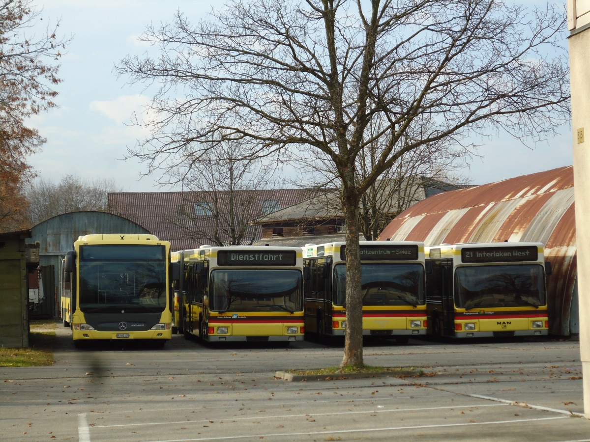 (142'246) - STI Thun - Nr. 155/BE 801'155 - Mercedes + Nr. 73 + Nr. 70 + Nr. 72 - MAN am 22. November 2012 in Thun, Waffenplatz