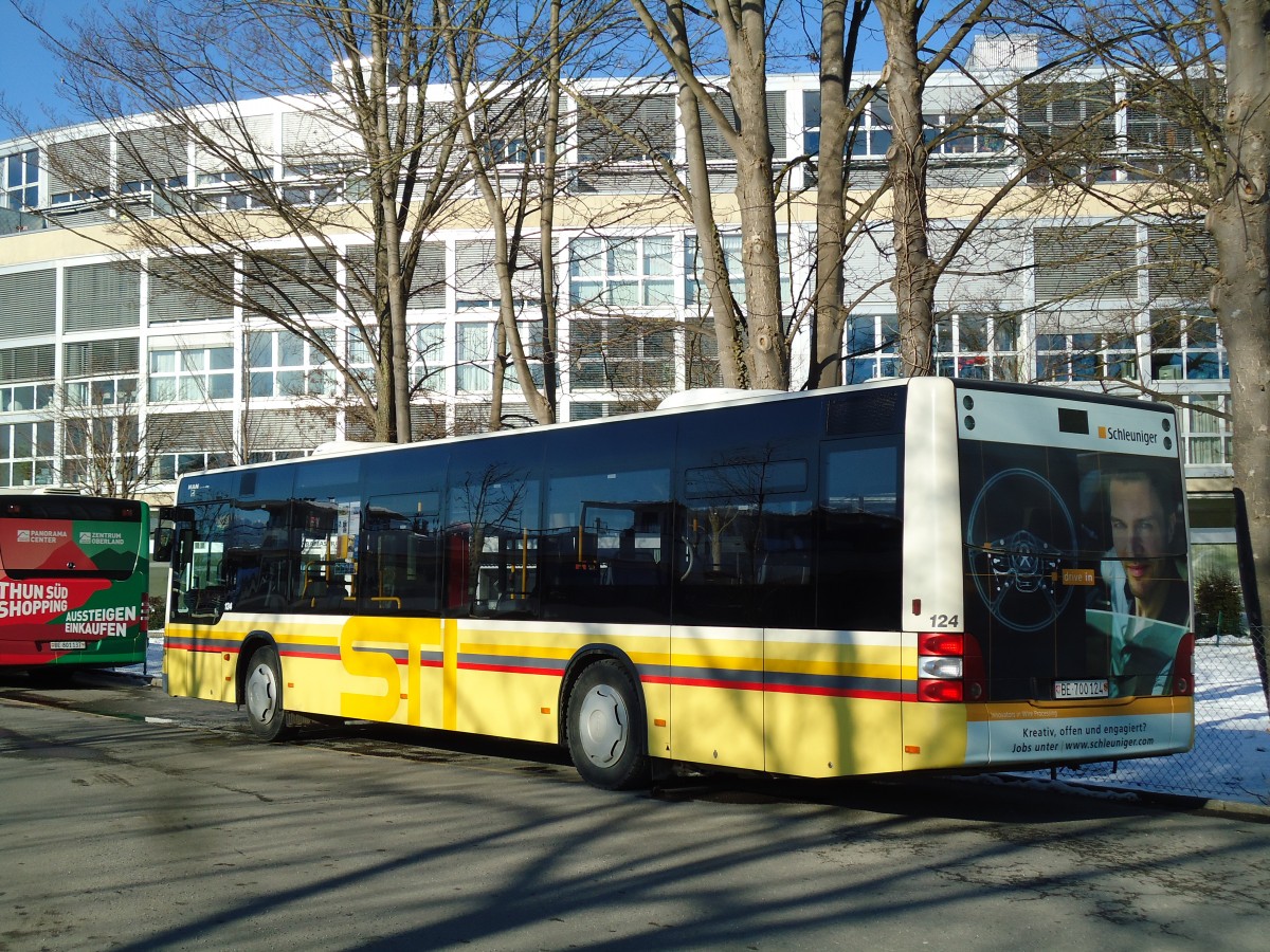 (142'501) - STI Thun - Nr. 124/BE 700'124 - MAN am 12. Dezember 2012 bei der Schifflndte Thun