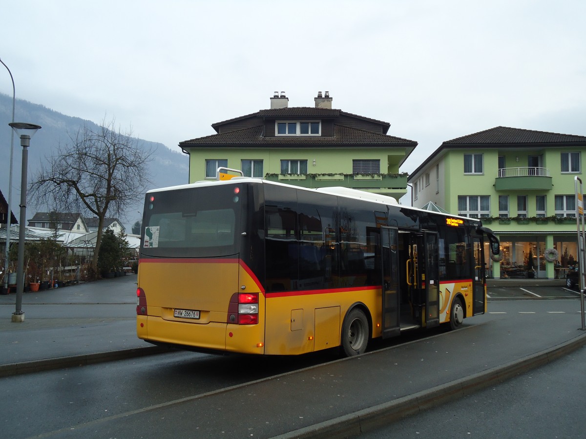 (142'923) - Thepra, Stans - Nr. 15/NW 26'676 - MAN/Gppel am 5. Januar 2013 beim Bahnhof Stans