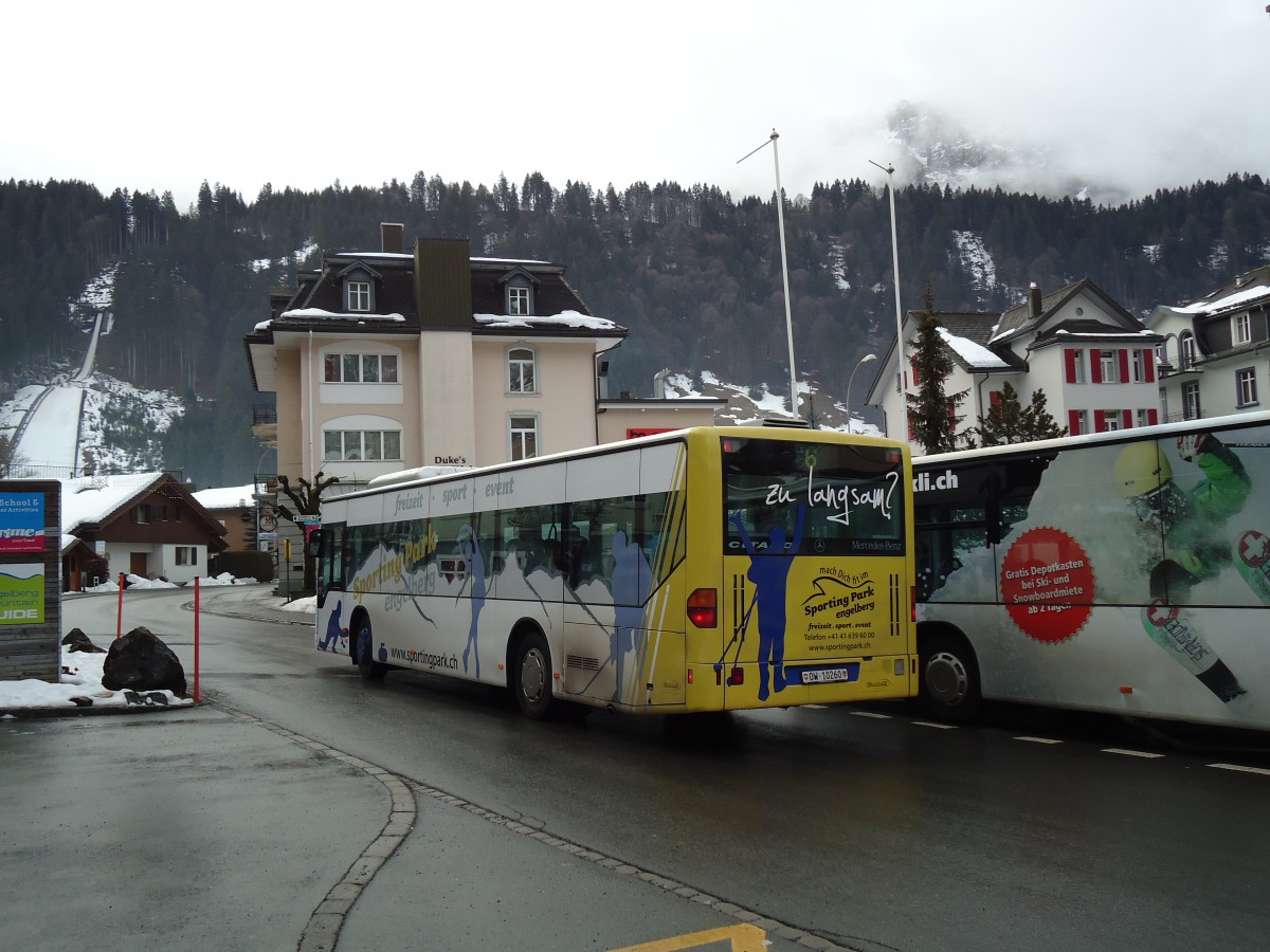 (142'954) - EAB Engelberg - Nr. 6/OW 10'260 - Mercedes (ex TPL Lugano Nr. 10) am 5. Januar 2013 beim Bahnhof Engelberg