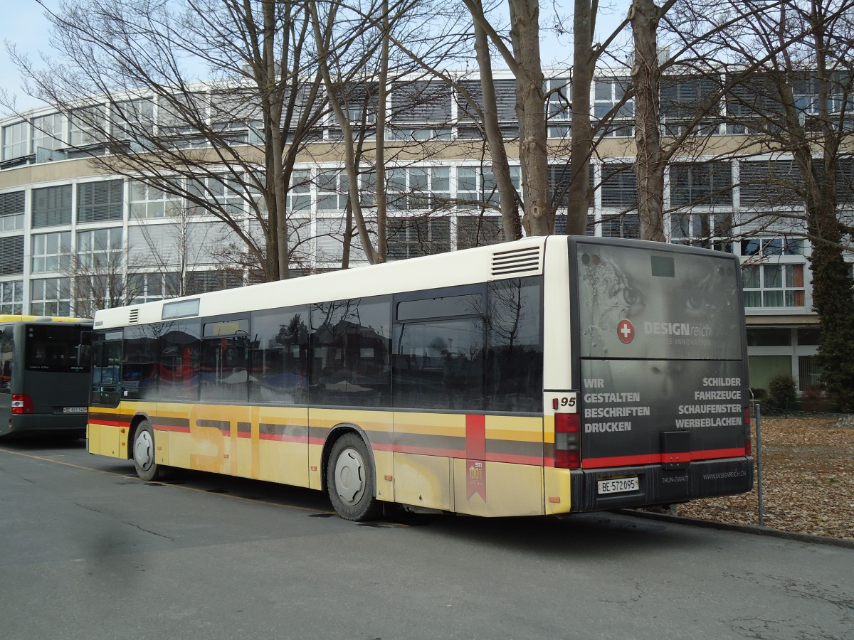 (143'020) - STI Thun - Nr. 95/BE 572'095 - MAN am 17. Januar 2013 bei der Schifflndte Thun