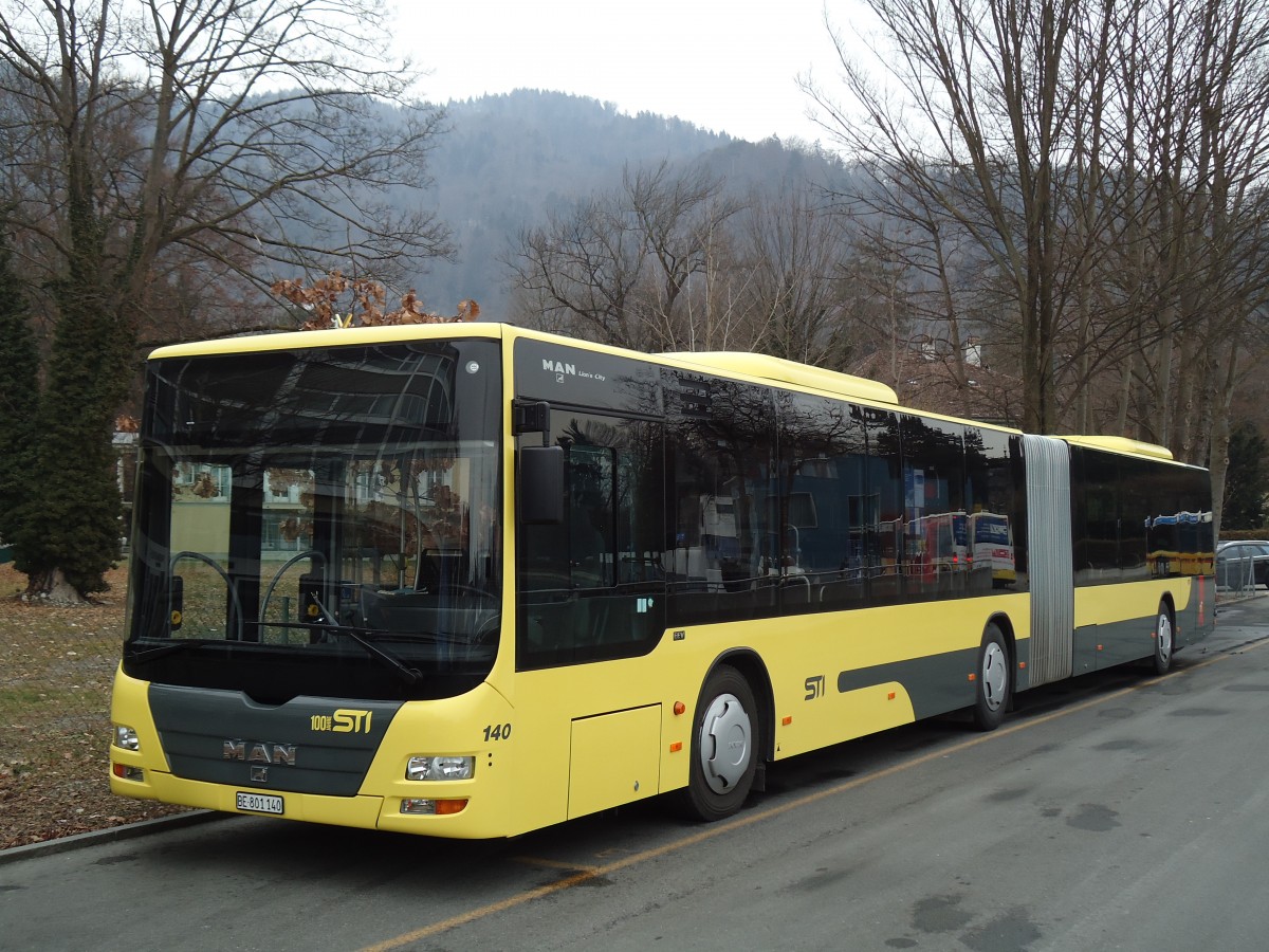 (143'052) - STI Thun - Nr. 140/BE 801'140 - MAN am 19. Januar 2013 bei der Schifflndte Thun