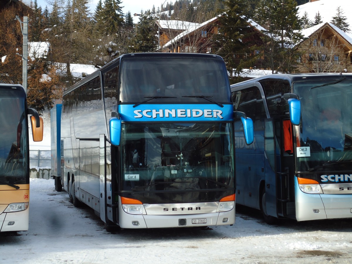 (143'080) - Schneider, Langendorf - SO 20'660 - Setra am 20. Januar 2013 beim Bahnhof Saanenmser