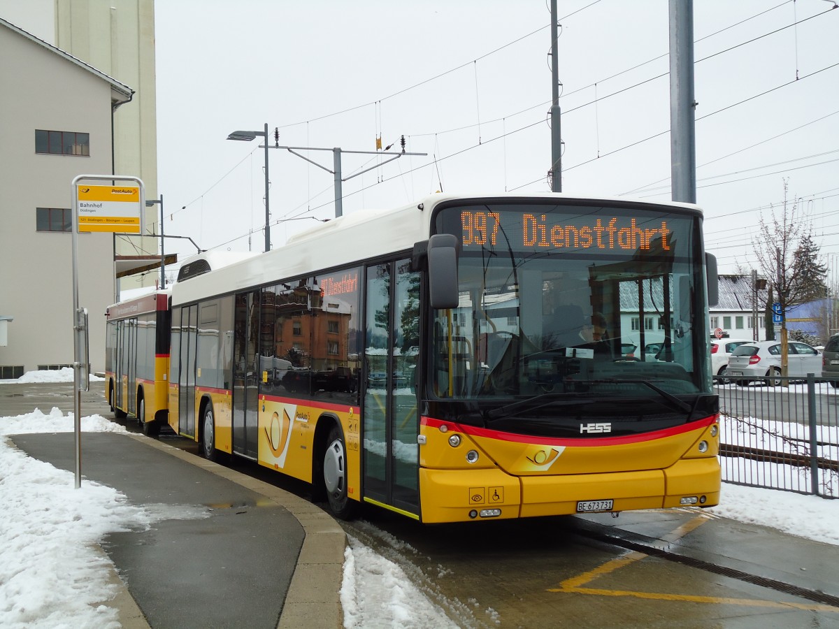 (143'101) - Klopfstein, Laupen - Nr. 10/BE 673'731 - Hess am 21. Januar 2013 beim Bahnhof Ddingen