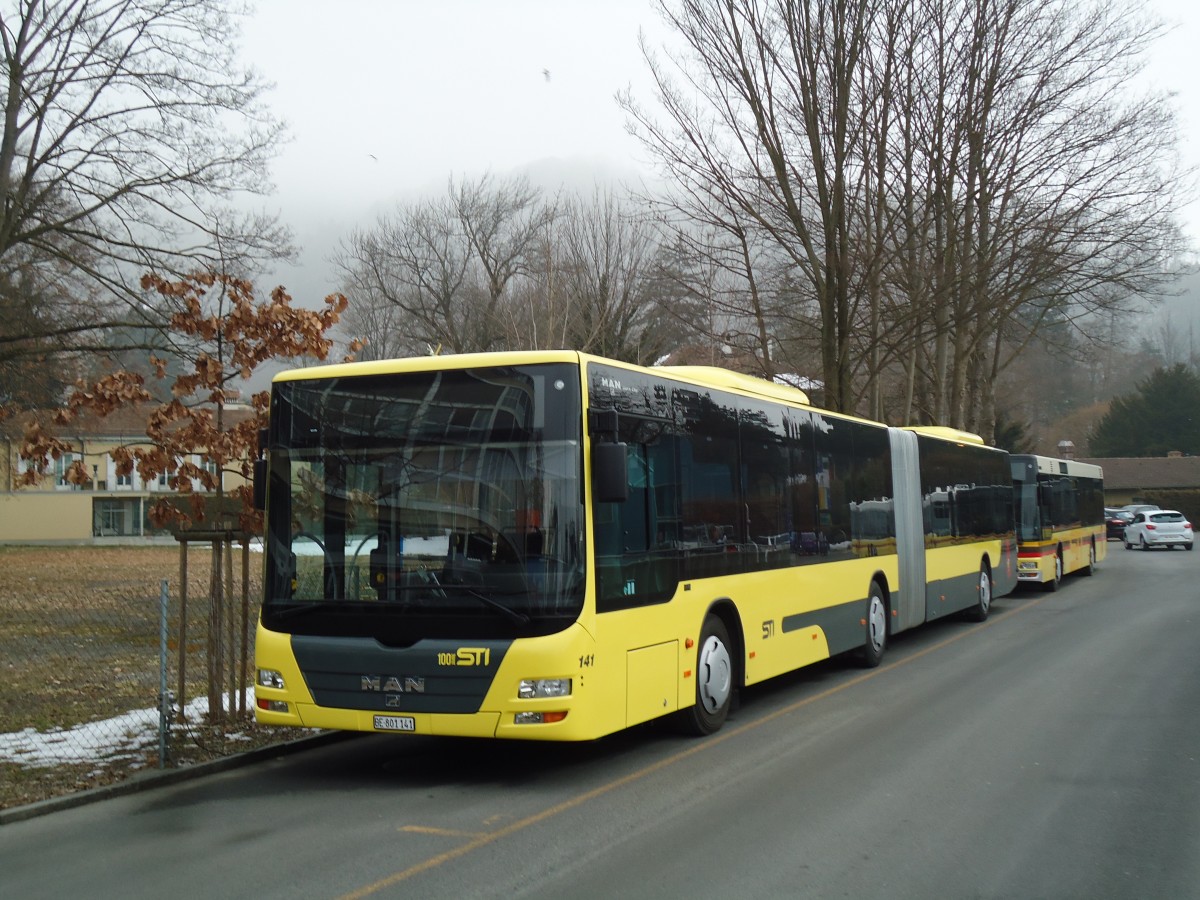 (143'447) - STI Thun - Nr. 141/BE 801'141 - MAN am 4. Mrz 2013 bei der Schifflndte Thun