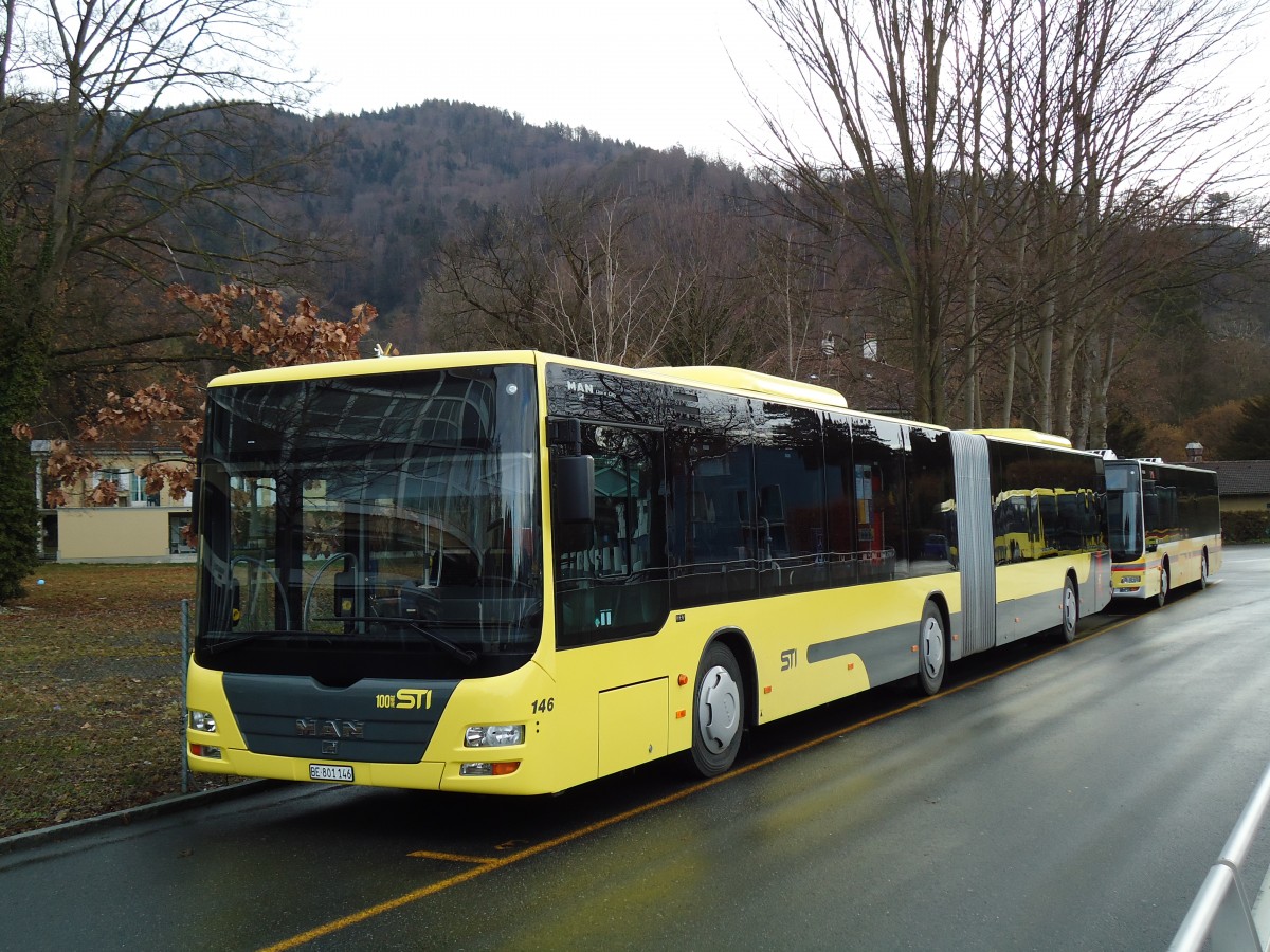 (143'506) - STI Thun - Nr. 146/BE 801'146 - MAN am 21. Mrz 2013 bei der Schifflndte Thun