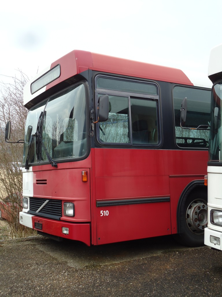 (143'525) - TPF Fribourg - Nr. 510 - Volvo/Hess Gelenkduobus (ex TF Fribourg Nr. 110) am 23. Mrz 2013 in Biel, Rattinbus (Teilaufnahme)