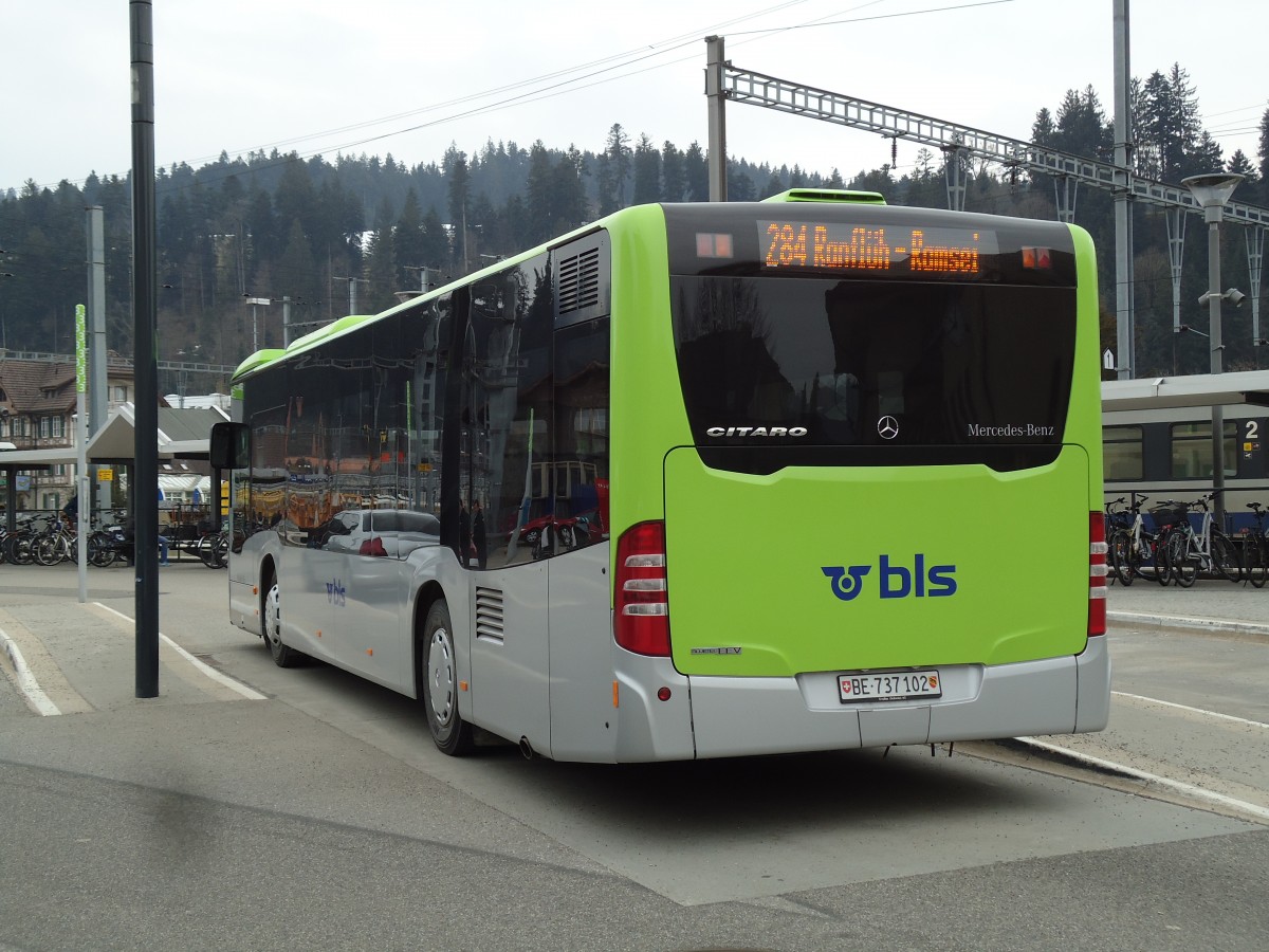 (143'575) - Busland, Burgdorf - Nr. 102/BE 737'102 - Mercedes am 23. Mrz 2013 beim Bahnhof Langnau