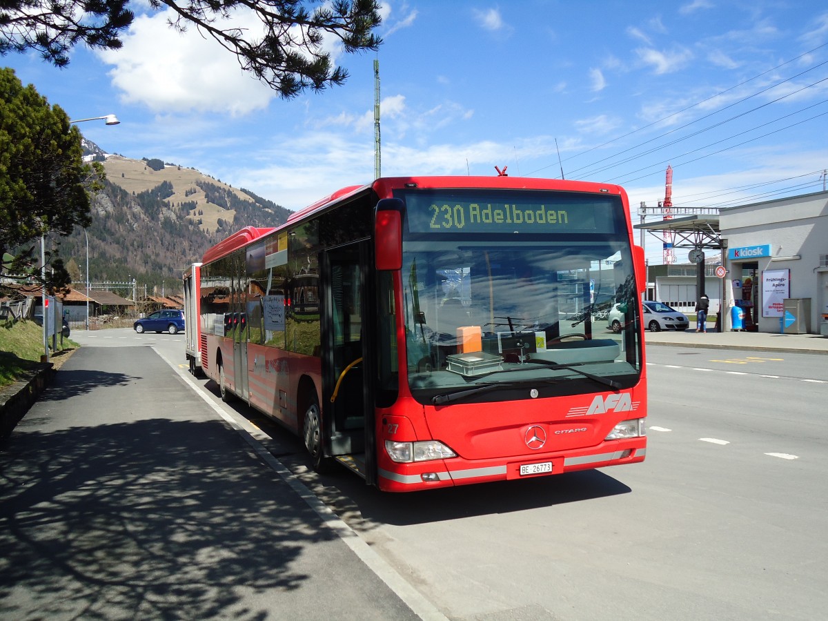 (143'625) - AFA Adelboden - Nr. 27/BE 26'773 - Mercedes am 13. April 2013 beim Bahnhof Frutigen