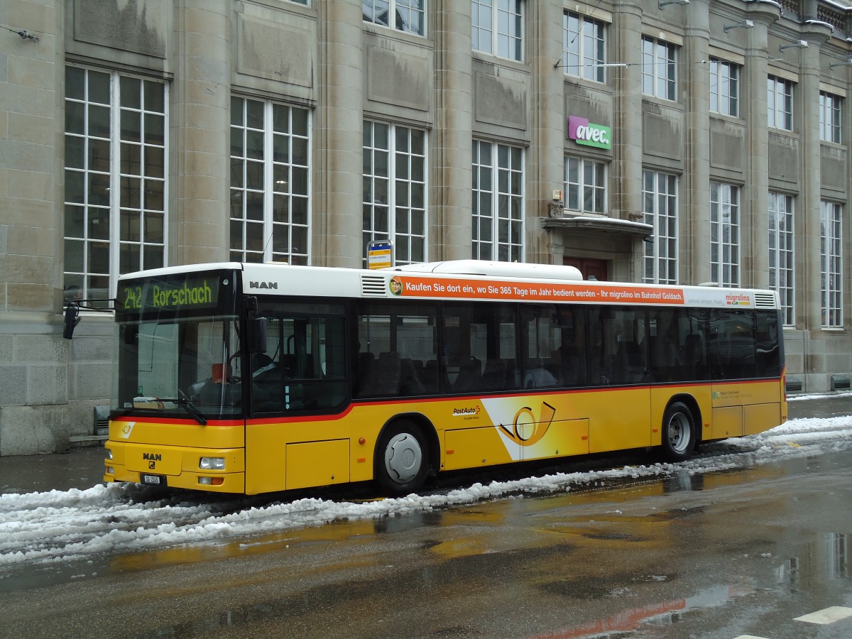 (143'650) - Schwizer, Goldach - SG 2245 - MAN am 20. April 2013 beim Bahnhof St. Gallen