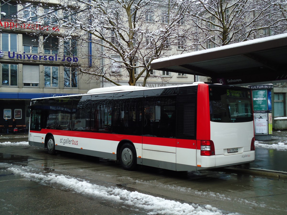 (143'660) - St. Gallerbus, St. Gallen - Nr. 258/SG 198'258 - MAN am 20. April 2013 beim Bahnhof St. Gallen