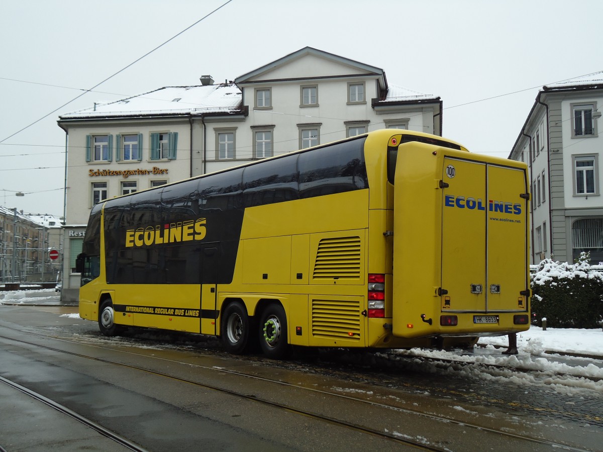 (143'676) - Aus Lettland: Ecolines, Riga - HK-8633 - Neoplan am 20. April 2013 beim Bahnhof St. Gallen