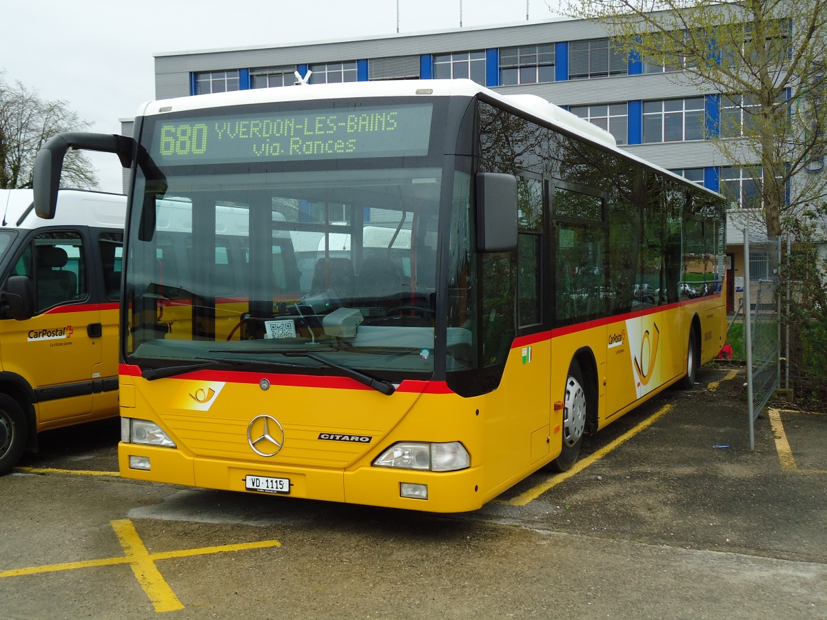 (143'881) - CarPostal Ouest - VD 1115 - Mercedes am 27. April 2013 in Yverdon, Garage