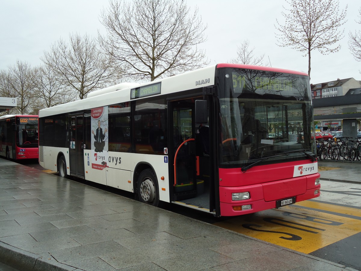 (143'905) - TRAVYS Yverdon - VD 360'489 - MAN am 27. April 2013 beim Bahnhof Yverdon