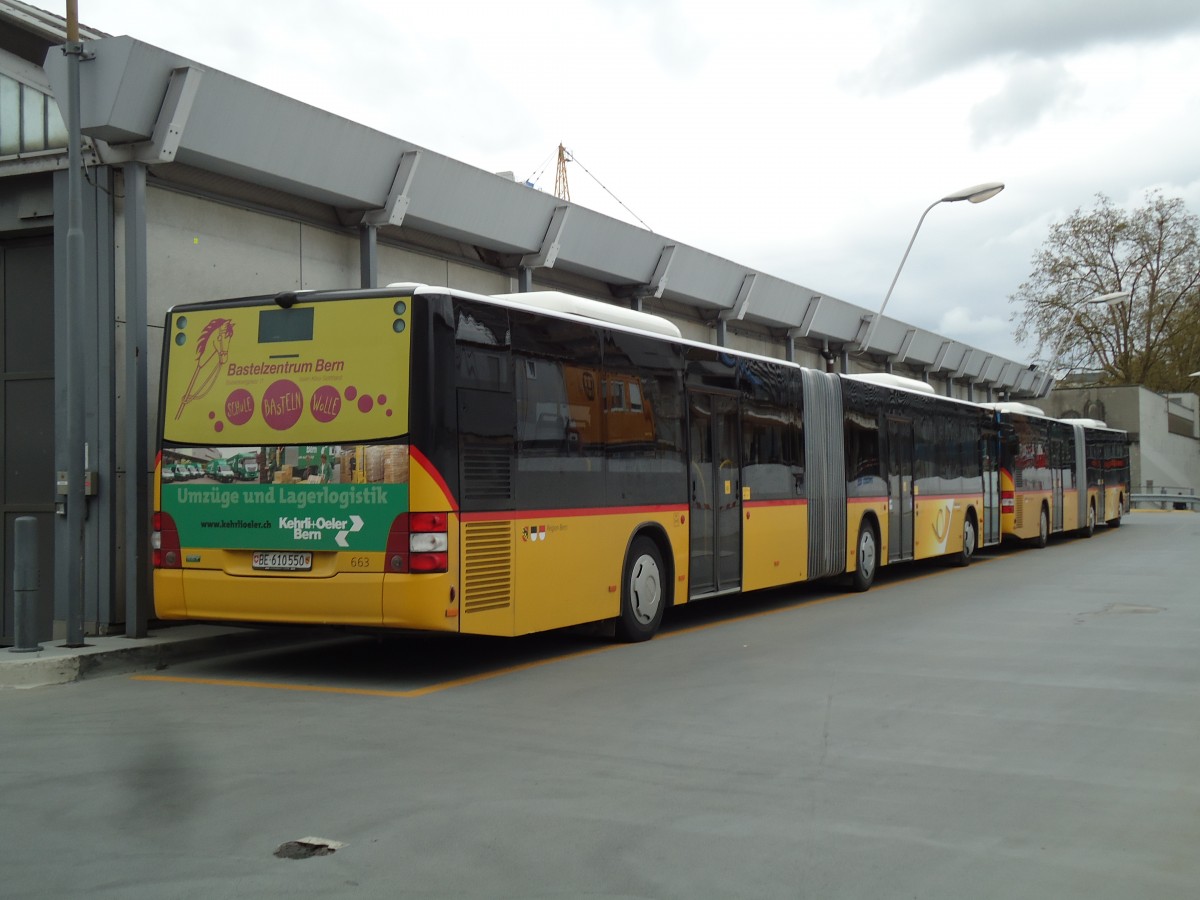 (144'026) - PostAuto Bern - Nr. 663/BE 610'550 - MAN am 11. Mai 2013 in Bern, Postautostation