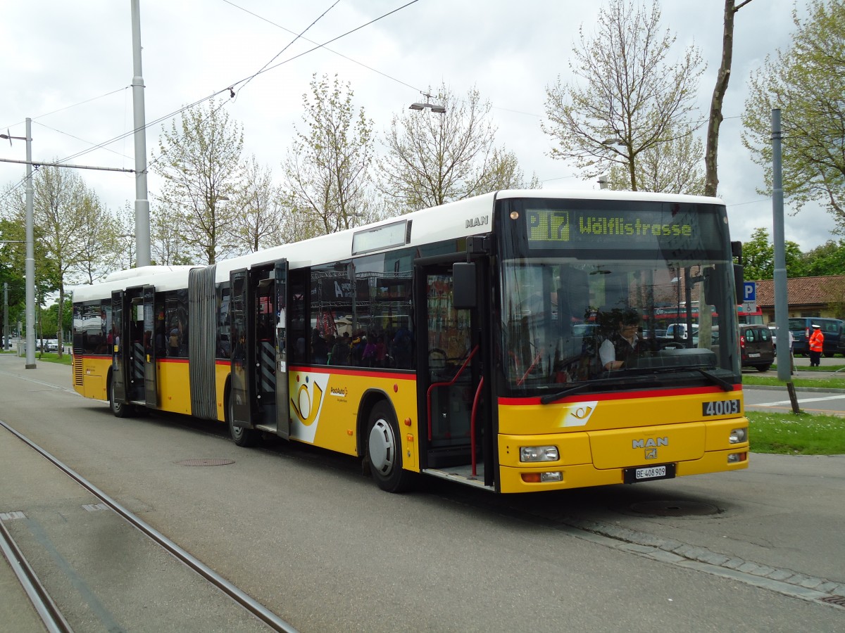 (144'051) - Bernmobil, Bern (Steiner, Ortschwaben Nr. 5) - Nr. 4003/BE 408'909 - MAN am 11. Mai 2013 in Bern, Guisanplatz