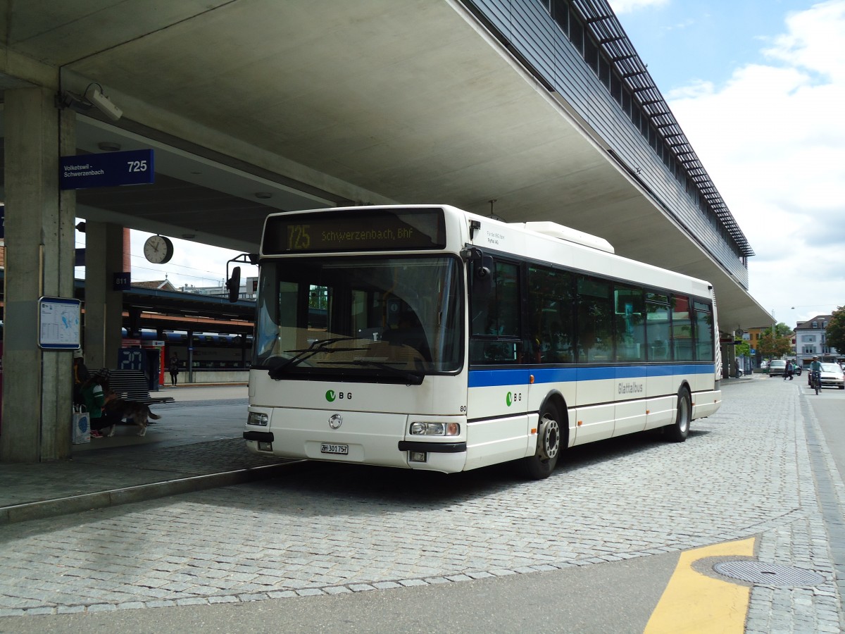 (144'425) - Ryffel, Uster - Nr. 80/ZH 301'757 - Irisbus am 20. Mai 2013 beim Bahnhof Uster