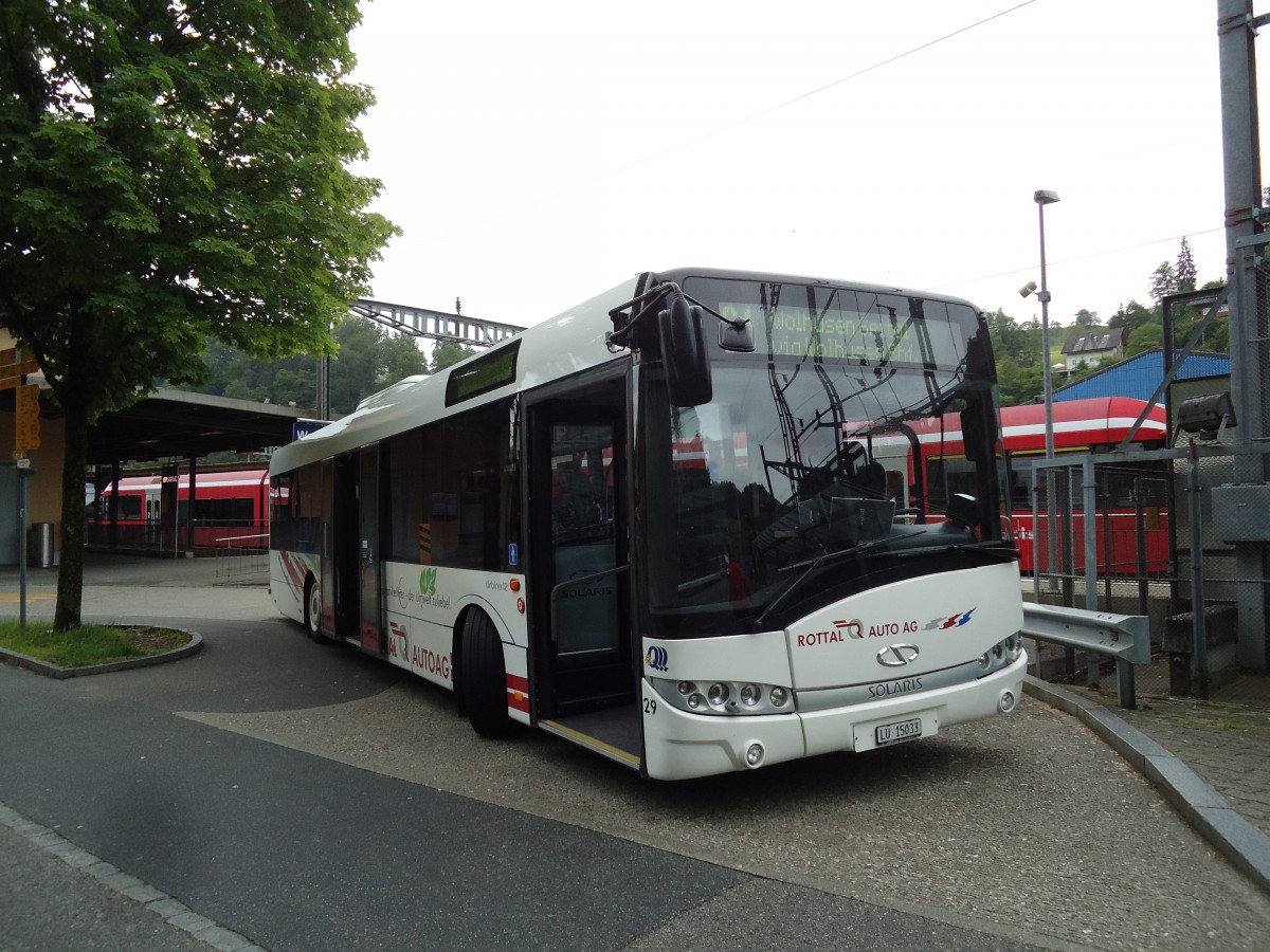 (144'973) - ARAG Ruswil - Nr. 29/LU 15'033 - Solaris am 10. Juni 2013 beim Bahnhof Wolhusen