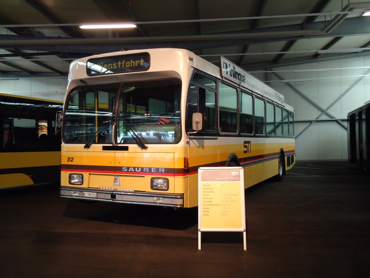 (145'028) - STI Thun - Nr. 52/BE 396'552 - Saurer/R&J am 15. Juni 2013 in Thun, Garage