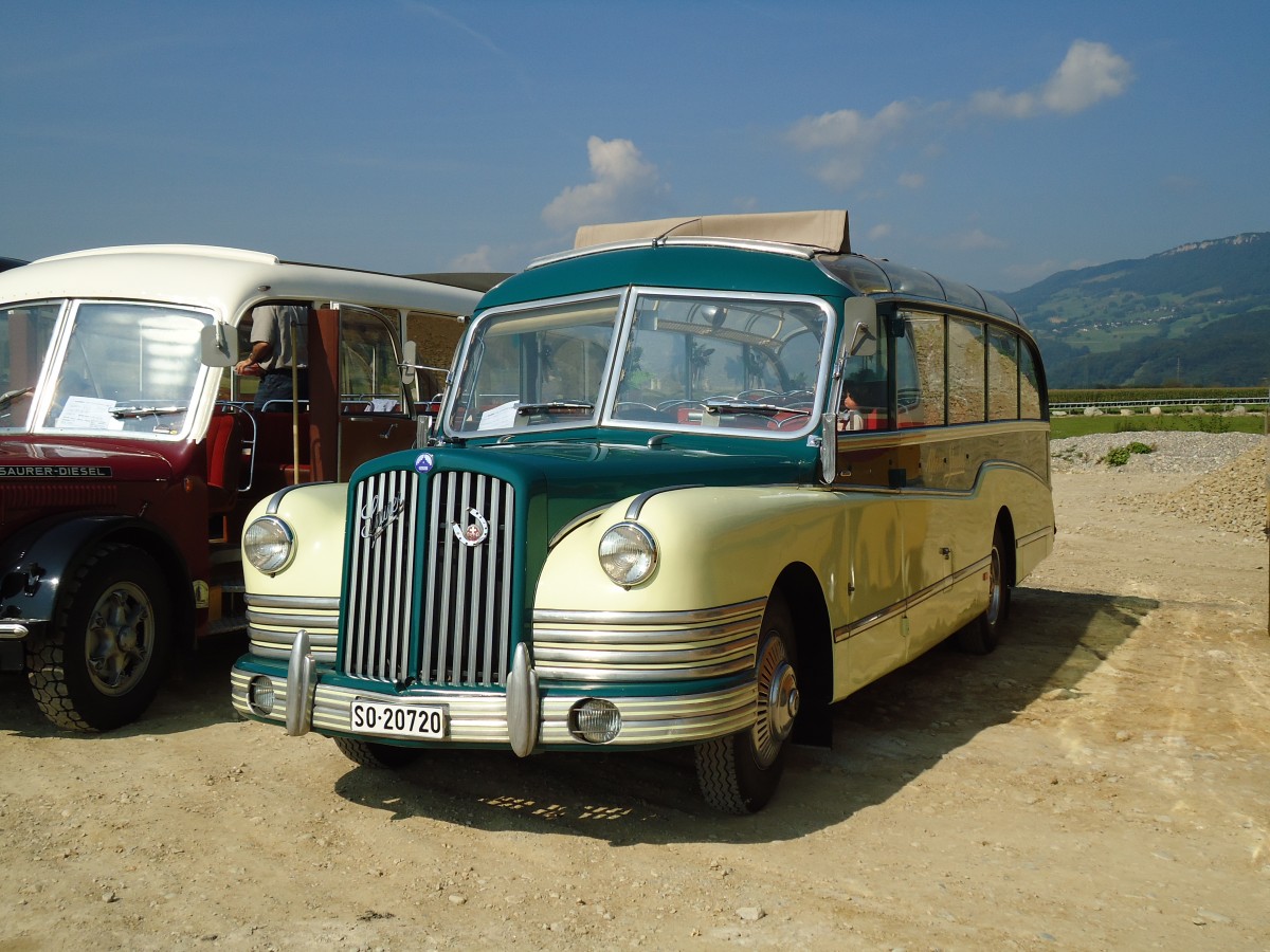 (146'584) - Studer, Nunningen - SO 20'720 - Saurer/FHS (ex Weber-Manser, Neuhausen; ex Weibel, Gerolfingen; ex Amstein, Willisau) am 31. August 2013 in Niederbipp, Saurertreffen