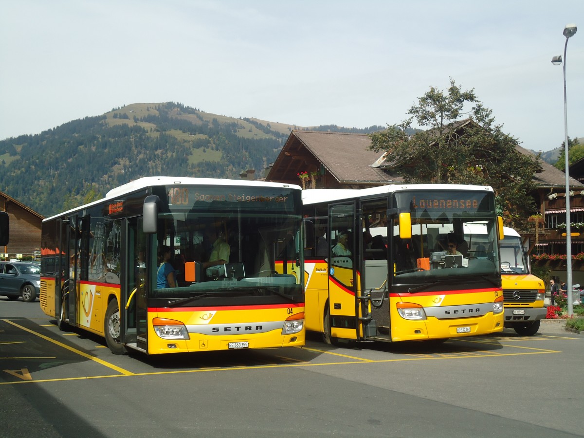 (147'379) - Kbli, Gstaad - Nr. 4/BE 360'355 - Setra am 28. September 2013 beim Bahnhof Gstaad