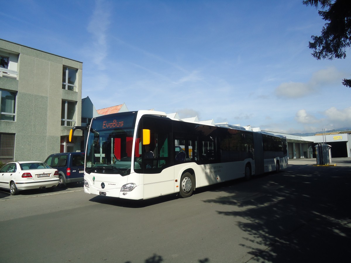 (147'455) - EvoBus, Kloten - BE 3349 U - Mercedes am 2. Oktober 2013 in Thun, Garage STI