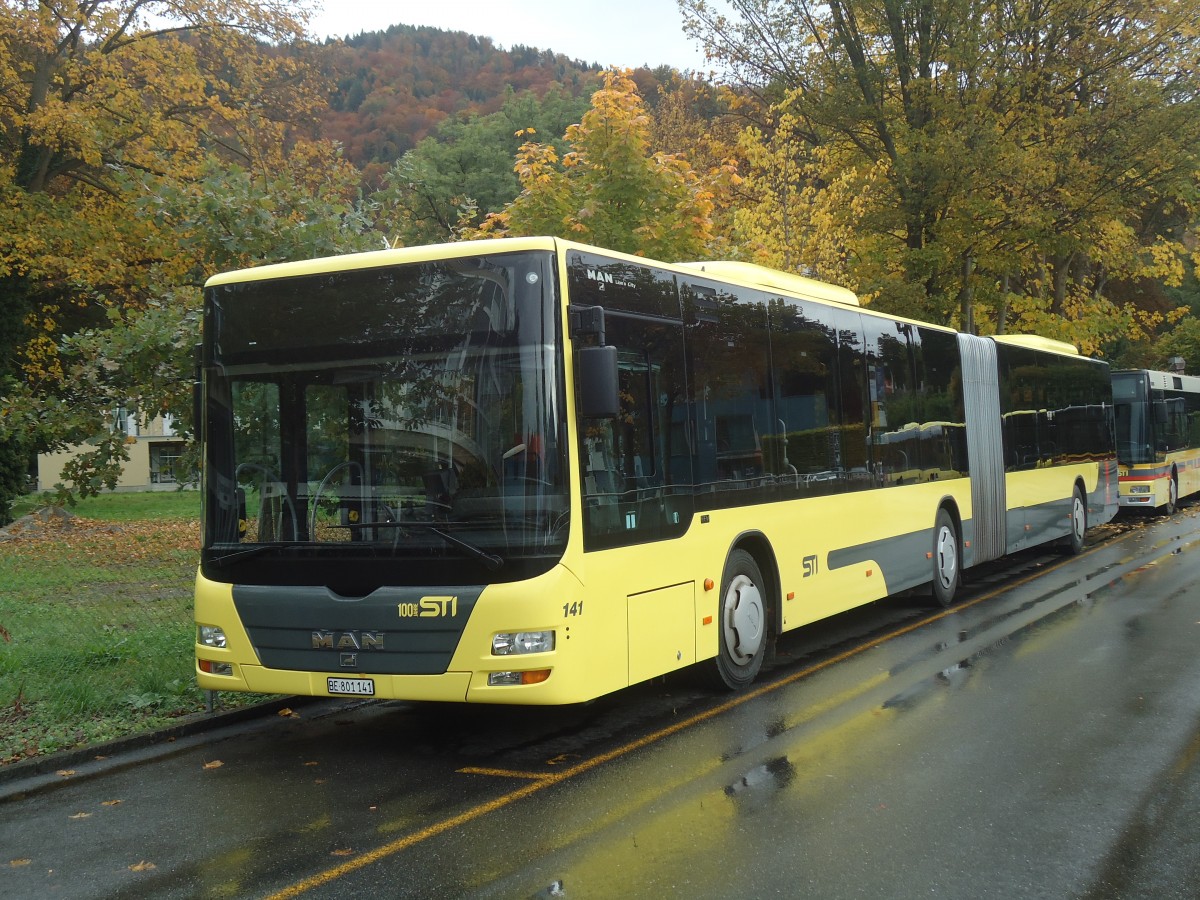 (147'549) - STI Thun - Nr. 141/BE 801'141 - MAN am 23. Oktober 2013 bei der Schifflndte Thun