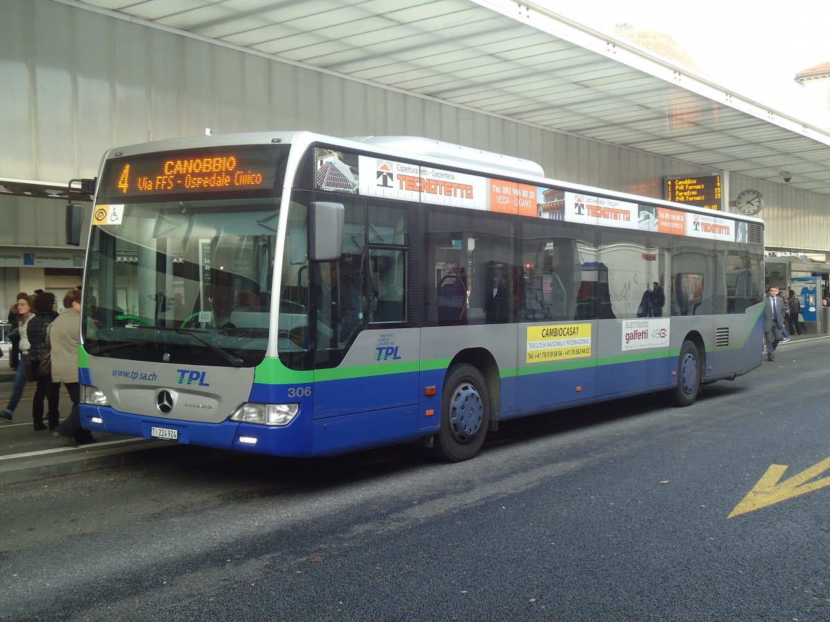 (147'732) - TPL Lugano - Nr. 306/TI 224'924 - Mercedes am 5. November 2013 in Lugano, Centro