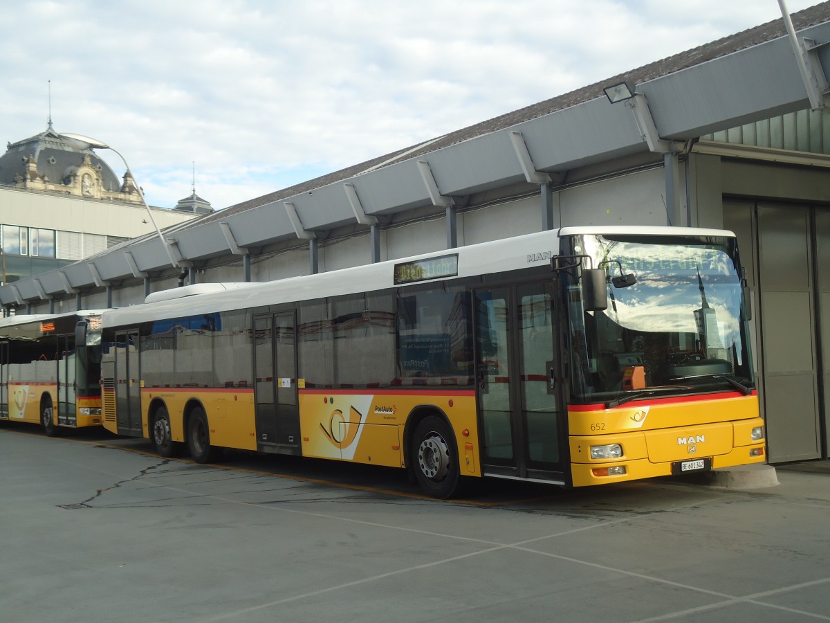 (147'893) - PostAuto Bern - Nr. 652/BE 601'342 - MAN am 8. November 2013 in Bern, Postautostation