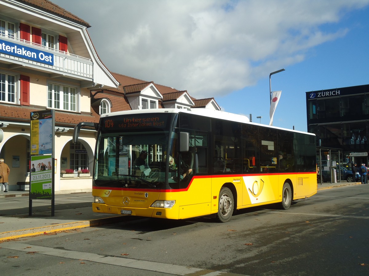 (148'052) - PostAuto Bern - BE 610'533 - Mercedes am 11. November 2013 beim Bahnhof Interlaken Ost