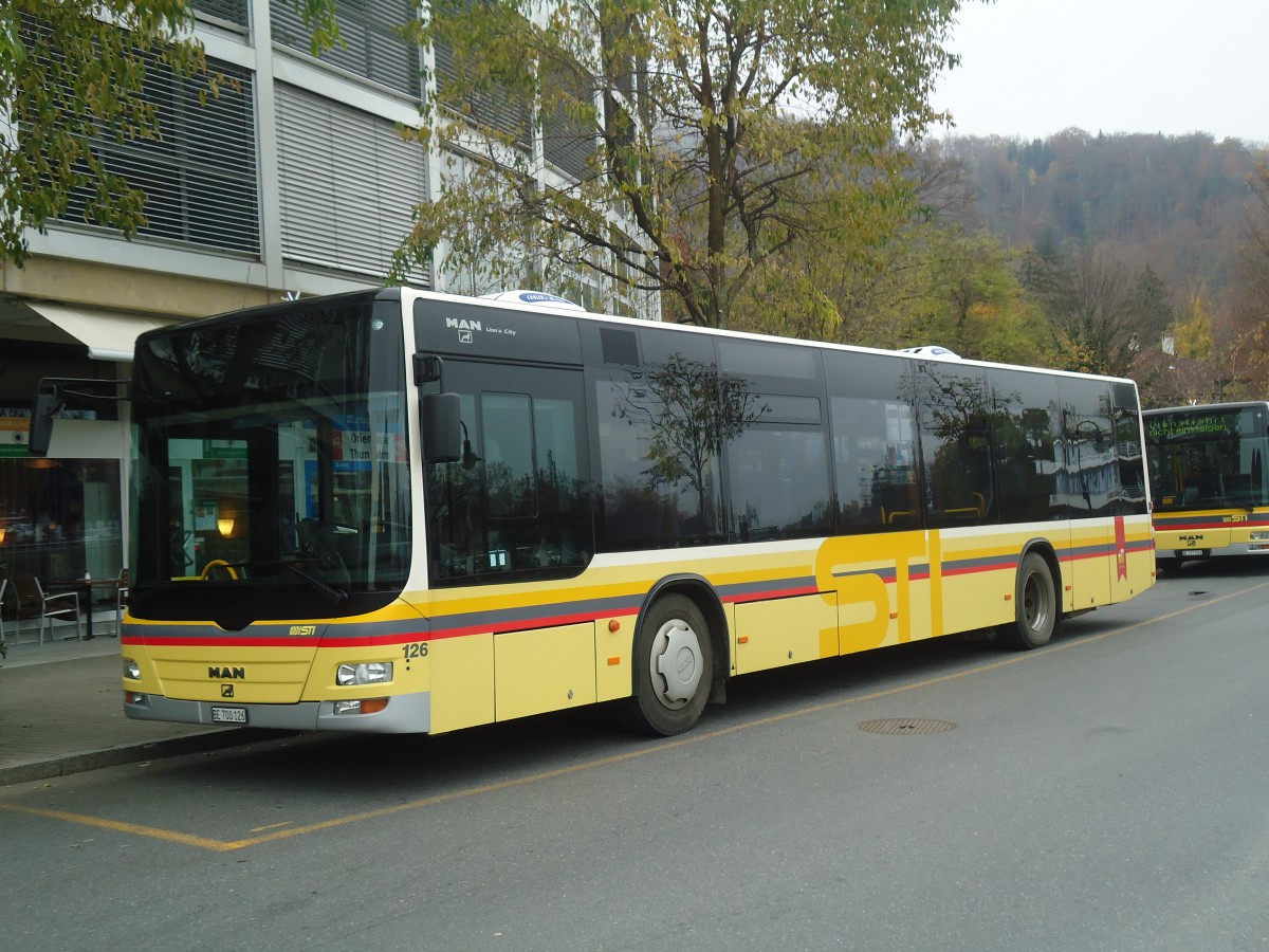 (148'084) - STI Thun - Nr. 126/BE 700'126 - MAN am 17. November 2013 bei der Schifflndte Thun