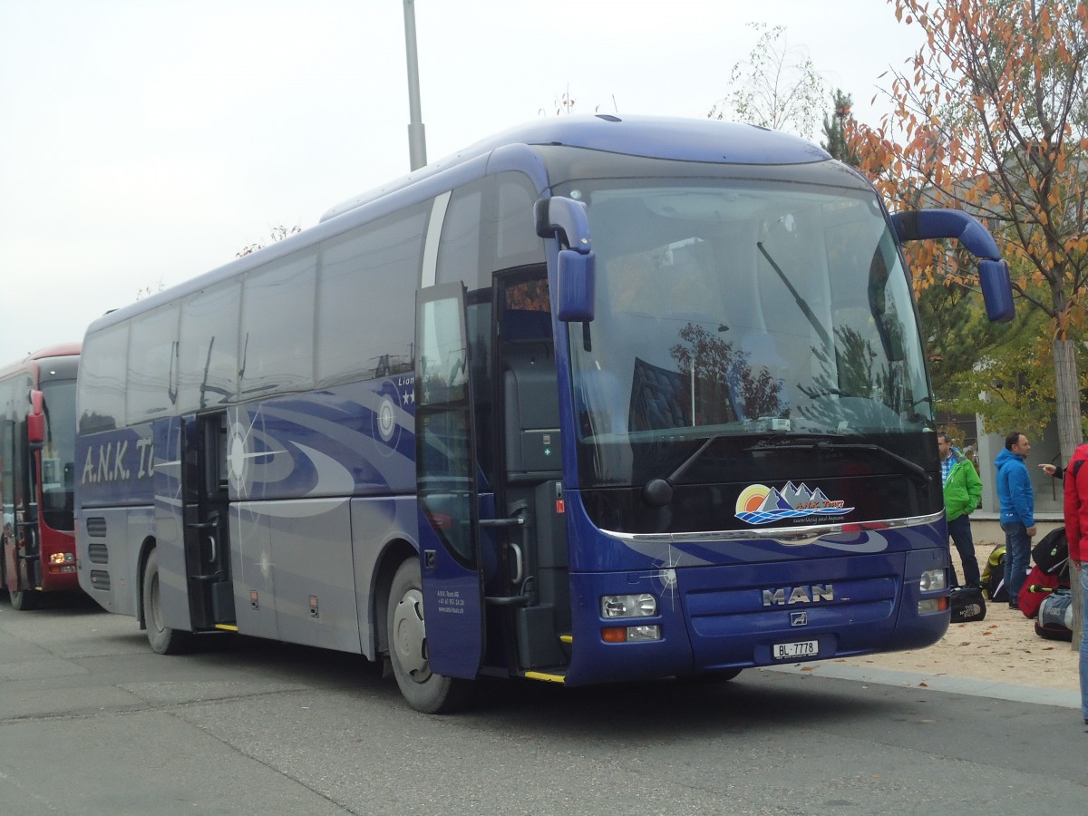 (148'115) - A.N.K. Tours, Muttenz - BL 7778 - MAN am 17. November 2013 beim Bahnhof Liestal