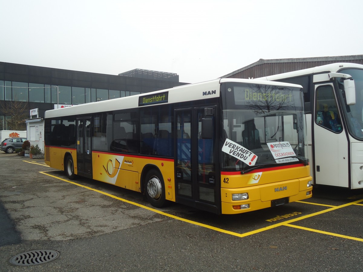 (148'347) - Steffen, Remetschwil - Nr. 42 - MAN am 15. Dezember 2013 in Biel, Rattinbus