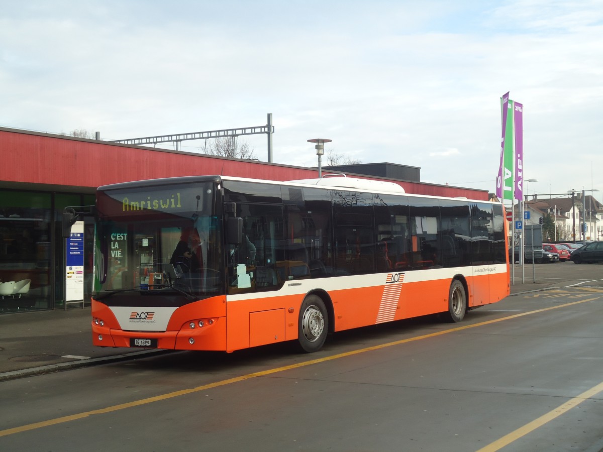 (148'420) - AOT Amriswil - Nr. 6/TG 62'894 - Neoplan am 22. Dezember 2013 beim Bahnhof Amriswil