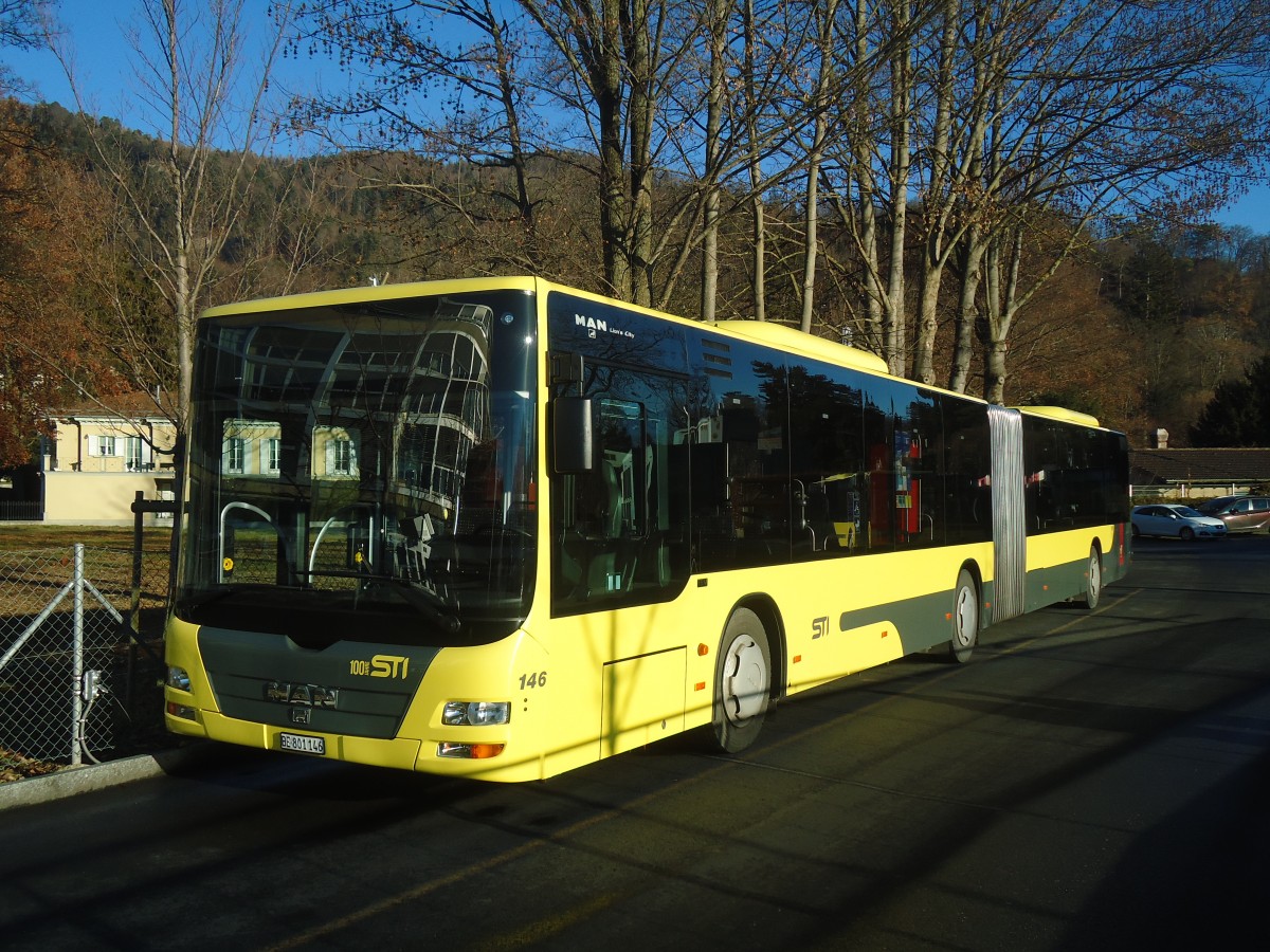 (148'428) - STI Thun - Nr. 146/BE 801'146 - MAN am 23. Dezember 2013 bei der Schifflndte Thun