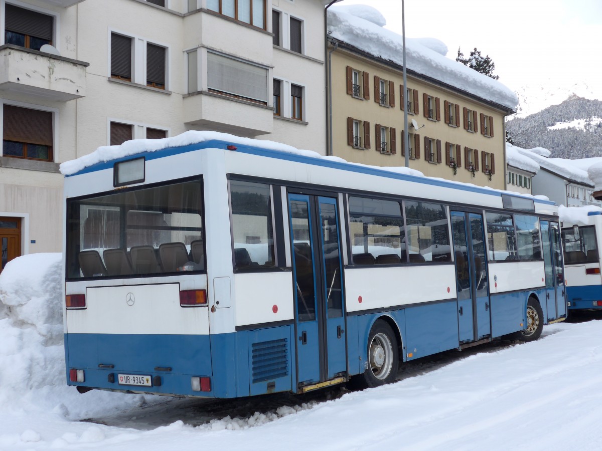 (148'792) - Meyer, Gschenen - UR 9345 - Mercedes (ex Gut, Binz Nr. 18) am 9. Februar 2014 beim Bahnhof Airolo