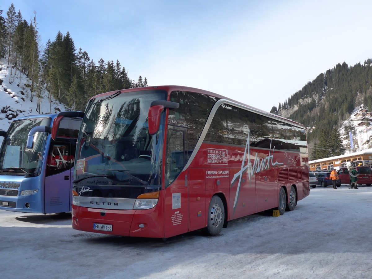 (148'842) - Aus Deutschland: Avanti, Freiburg - FR-AV 158 - Setra am 15. Februar 2014 in Adelboden, ASB