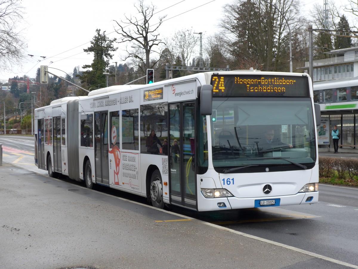 (148'933) - VBL Luzern - Nr. 161/LU 15'025 - Mercedes am 16. Februar 2014 in Luzern, Verkehrshaus