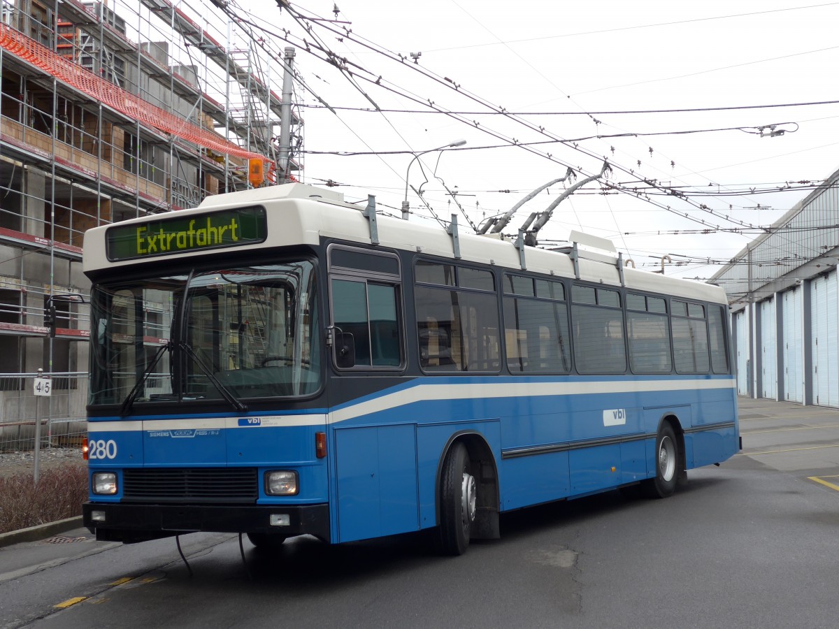 (148'945) - VBL Luzern - Nr. 280 - NAW/R&J-Hess Trolleybus am 16. Februar 2014 in Luzern, Depot