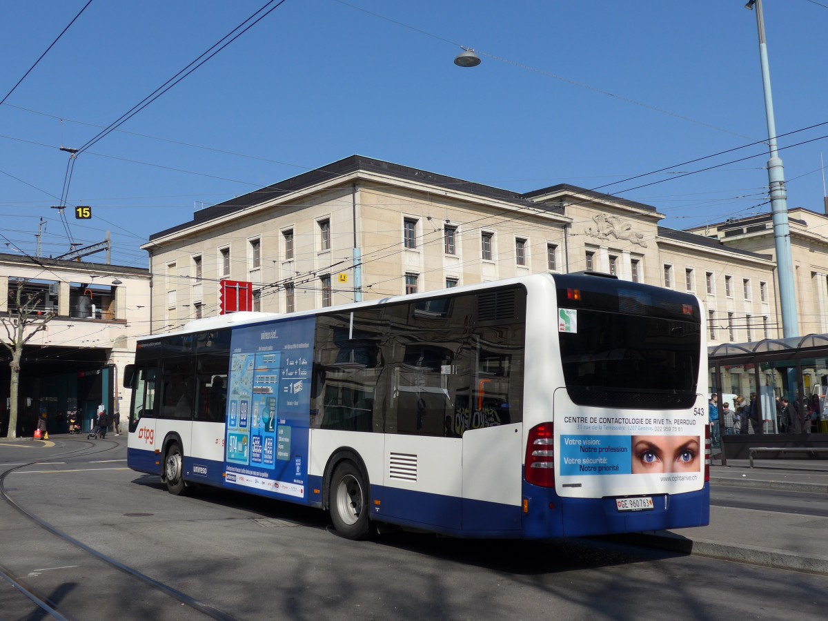 (149'227) - TPG Genve - Nr. 543/GE 960'763 - Mercedes am 9. Mrz 2014 beim Bahnhof Genve