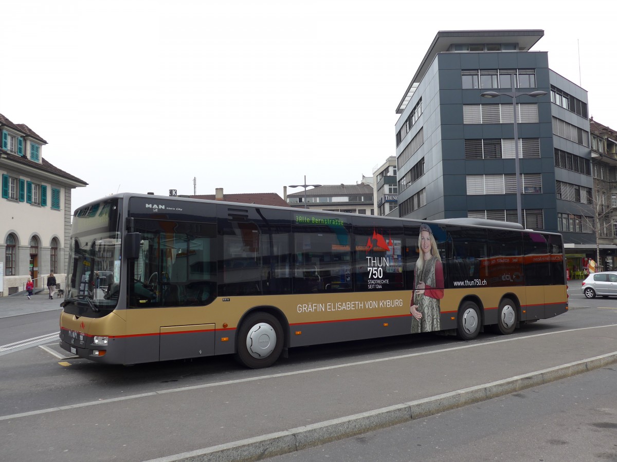 (149'346) - STI Thun - Nr. 149/BE 801'149 - MAN am 15. Mrz 2014 beim Bahnhof Thun