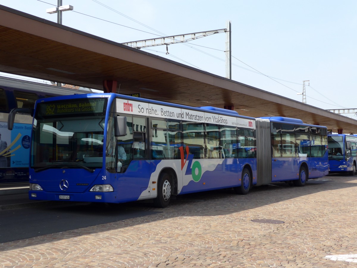 (149'494) - VZO Grningen - Nr. 24/ZH 207'424 - Mercedes am 31. Mrz 2014 beim Bahnhof Wetzikon