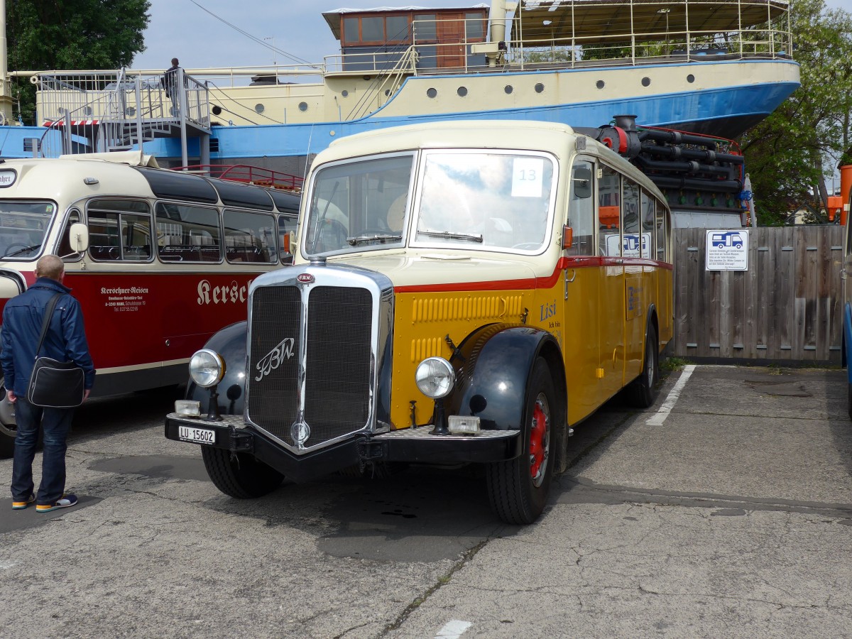 (150'287) - Aus der Schweiz: Zimmermann, Vitznau - LU 15'602 - FBW/Eggli (ex M+79'520; ex P 23'048; ex P 2172) am 26. April 2014 in Speyer, Technik-Museum