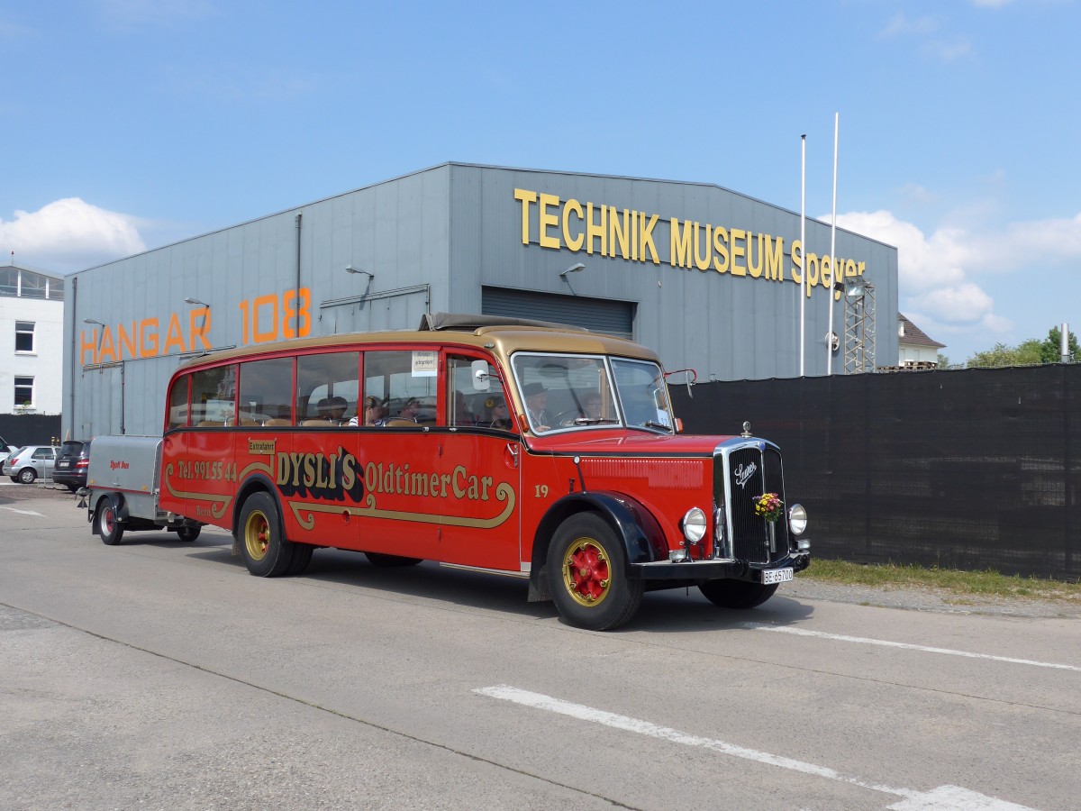 (150'447) - Aus der Schweiz: Dysli, Bern - Nr. 19/BE 65'700 - Saurer/Saurer (ex P 23'085; ex P 2137) am 26. April 2014 in Speyer, Technik-Museum