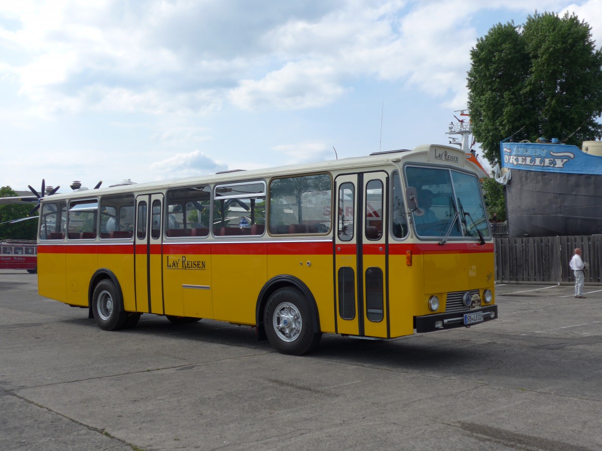 (150'505) - Lay Reisen, Pttlingen - SB-LR 31H - Saurer/Tscher (ex Looser, Elm; ex Polizeidirektion, Bern; ex P 24'657) am 26. April 2014 in Speyer, Technik-Museum