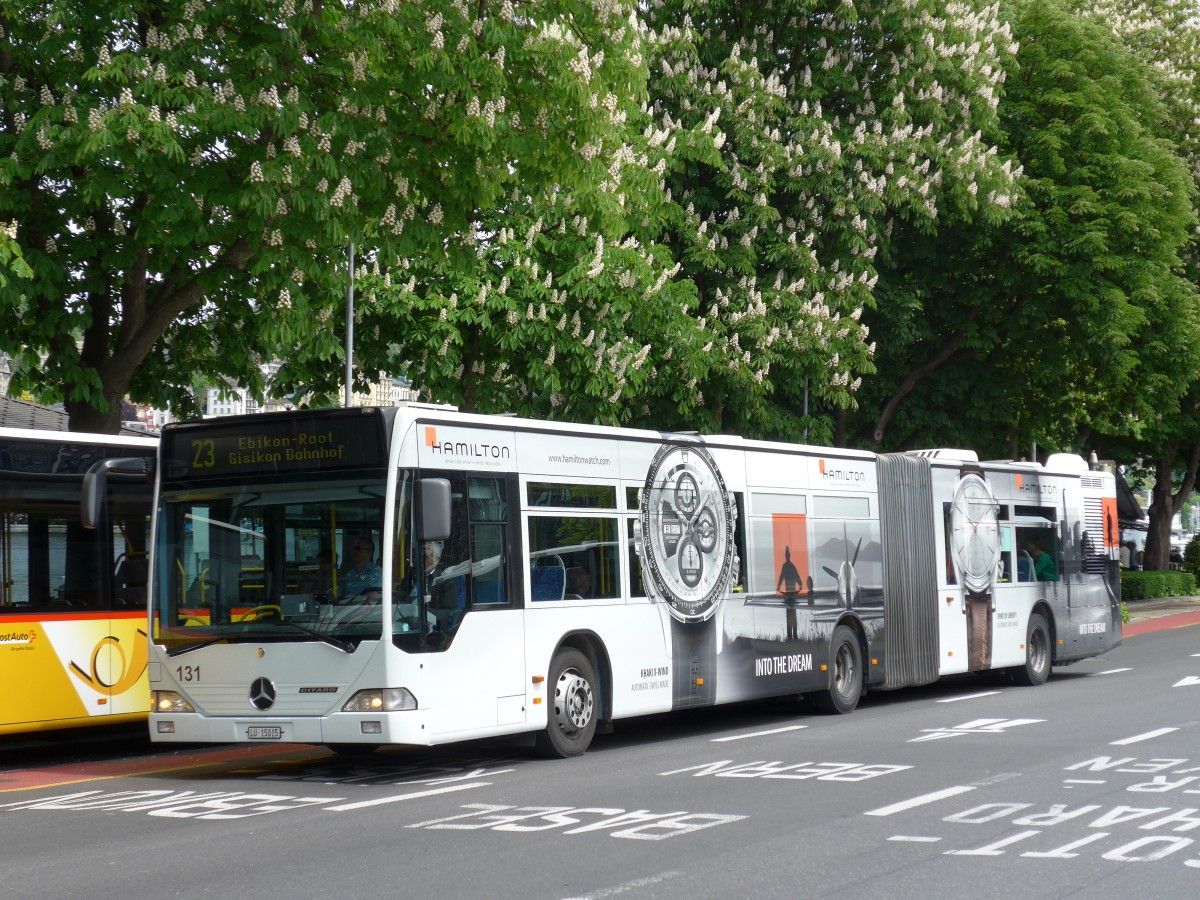 (150'611) - VBL Luzern - Nr. 131/LU 15'015 - Mercedes am 10. Mai 2014 beim Bahnhof Luzern