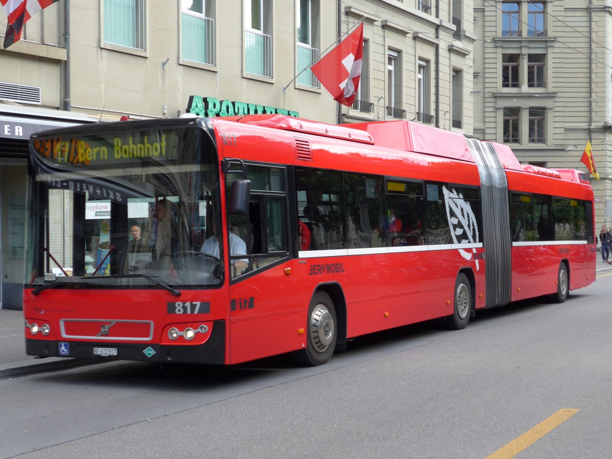 (150'972) - Bernmobil, Bern - Nr. 817/BE 612'817 - Volvo am 28. Mai 2014 in Bern, Hirschengraben